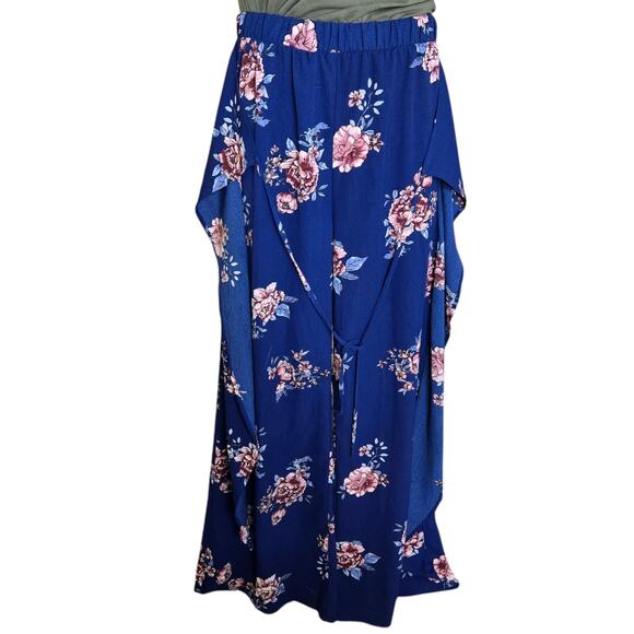 Charlotte Russe Womens Floral Pants Small Skirt Overlay Wide Leg Cottagecore - Picture 4 of 6